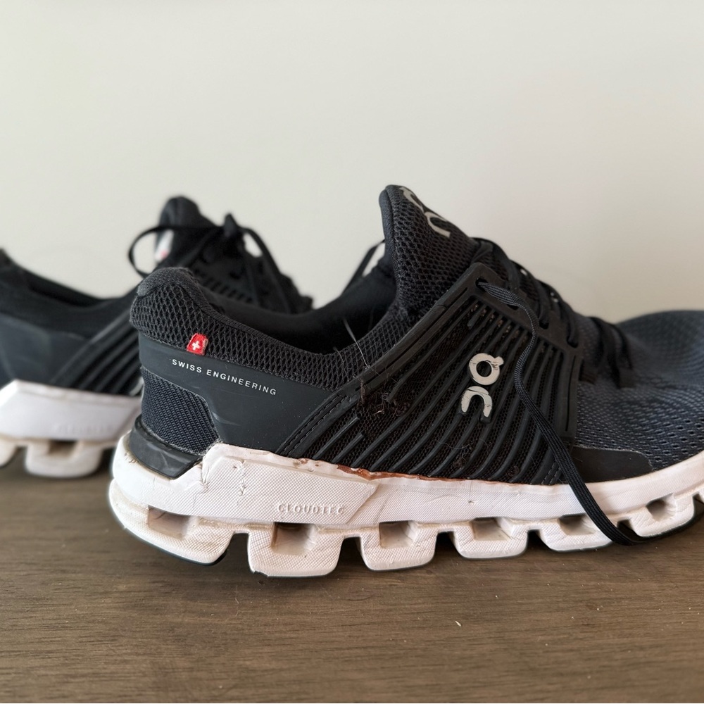 On Running Black and White Athletic Shoes